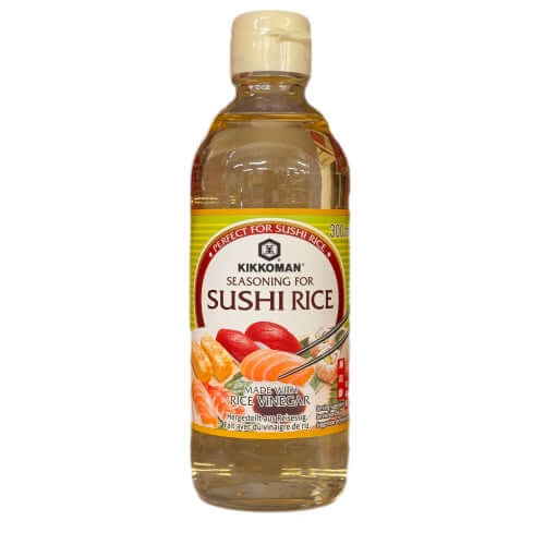 KIKKOMAN Sushi Rice seasoning 300ml bottle with rice vinegar for authentic sushi flavor.